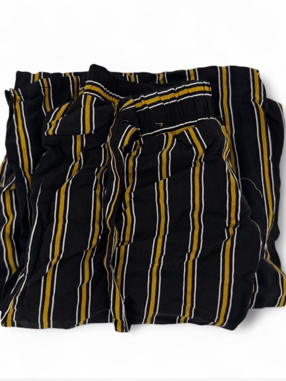 Ambiance Apparel Black Striped Pants with Mustard & White